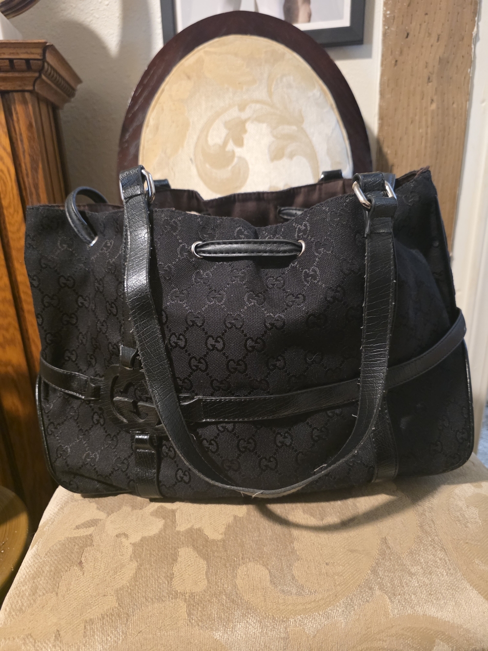 Gucci Black GG Jacquard Canvas Tote